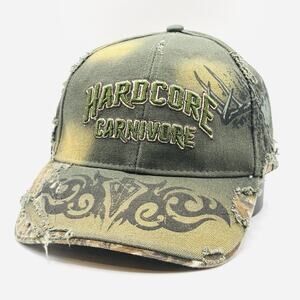 Buck Wear Hardcore Carnivore Hunting Hat Cap Strapback Distressed Outdoor Camo M